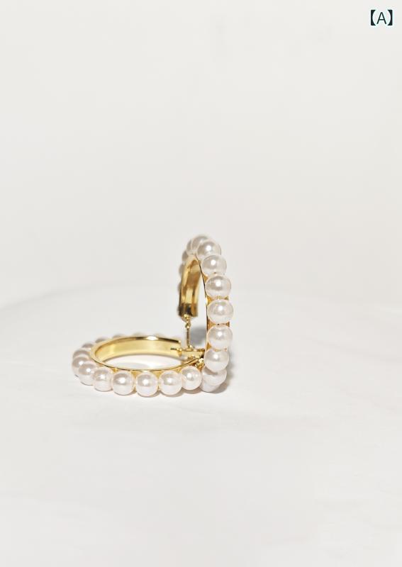 ピアス パール ピアス パール 欧米の ファッションの 丸い 月の パールの イヤリングの 高貴な 贈り物