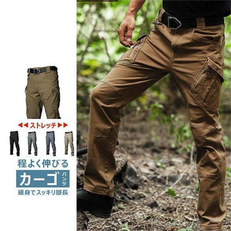 乐天商城 - カーゴパンツ メンズ ミリタリー アメカジ スキニーパンツ スリム カモフラージュ 無地 プレーン ストレッチ カジュアル 耐摩耗性 高品質