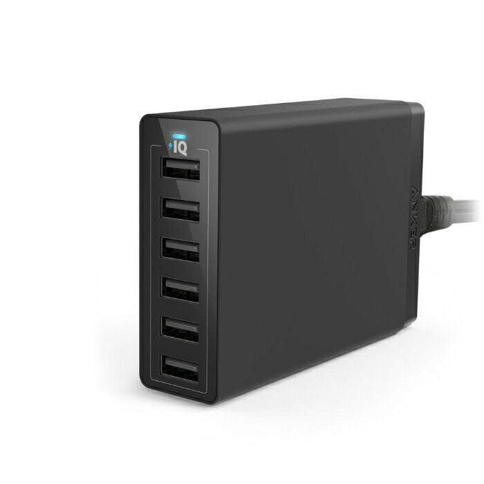 急速充電器 Anker PowerPort 6 60W 6ポート USB急速充電器 ACアダプター iPhone / iPad / Xperia / Galaxy 他対応 【PowerIQ搭載】 (ブラック・ホワイト)