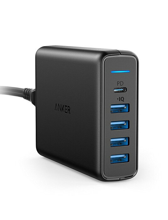 Anker PowerPort I PD - 1 PD & 4 PowerIQ（PD対応 60W 5ポート USB-C急速充電器）【PSE認証済/PD対応/PowerIQ】 iPhone 11 / 11 Pro / 11 Pro Max/XR、MacBook、Galaxy S10 / S10+、その他Android各種対応