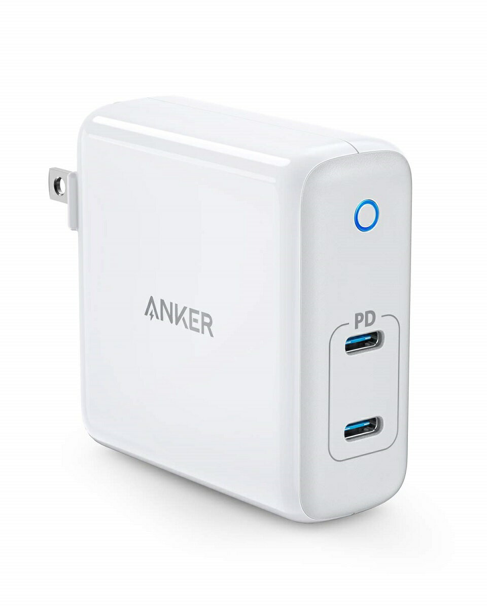 Anker PowerPort Atom PD 2(PD対応 60W 2ポート USB-C急速充電器)【PSE認証済/Power Delivery対応/GaN (窒化ガリウム) 採用/コンパクトサイズ/折りたたみ式プラグ搭載】iPhone XS/XS Max/XR/X、Galaxy S9 / S9+、MacBook、その他USB-C機器対応 (ホワイト)