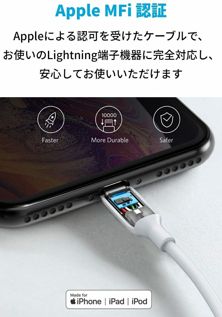 iPhone ライトニング 開店記念セール Lightning ケーブル アンカー 0.9m Anker PowerLine III ライトニングケーブル MFi認証 12 13 SE Pro iPad各種対応 超高耐久 iPhone充電 ホワイト 第2世代 ブラック iPhone ライトニング 開店記念セール Lightning ケーブル アンカー 0.9m Anker PowerLine III ライトニングケーブル MFi認証 12 13 SE Pro iPad各種対応 超高耐久 iPhone充電 ホワイト 第2世代 ブラック
