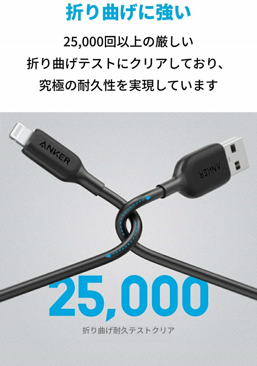 Anker PowerLine III ライトニングケーブル MFi認証 iPhone充電 超高耐久 iPhone 13 / 13 Pro / 12 / SE(第2世代) iPad各種対応 1.8m