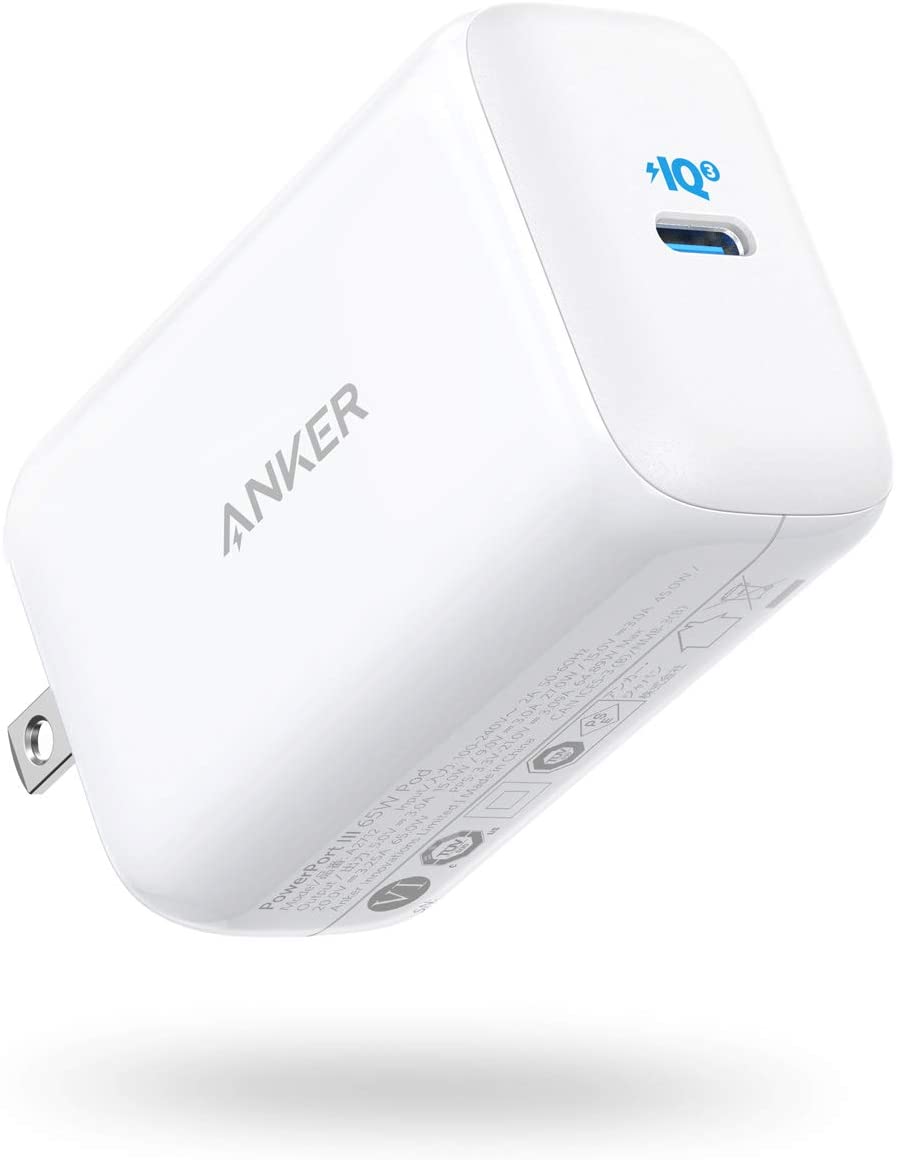 Anker PowerPort III 65W Pod (PD 充電器 USB-C) 【PPS規格対応/PD対応/PowerIQ 3.0 (Gen2) 搭載/PSE認証済/折りたたみ式プラグ】MacBook Pro MacBook Air iPad Pro iPhone Galaxy Android各種 その他USB-C機器対応