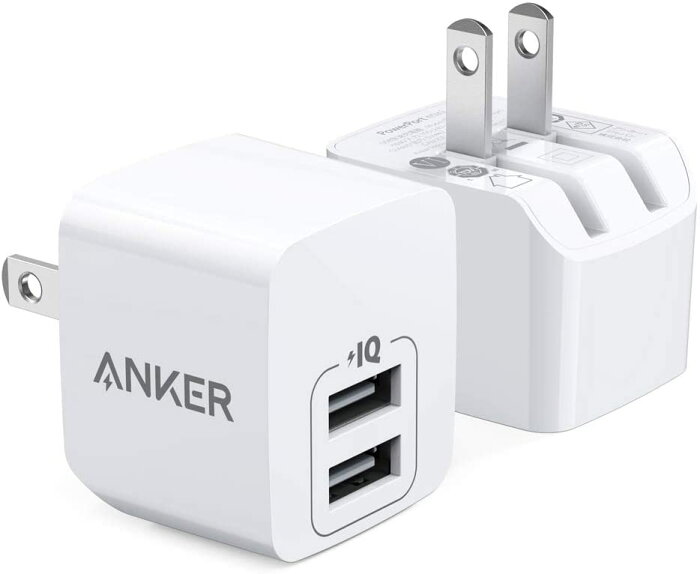 【2個セット】Anker PowerPort mini（USB充電器 12W 2ポート）【PSE技術基準適合/折りたたみ式プラグ/PowerIQ/超コンパクトサイズ 】iPhone iPad Android各種対応