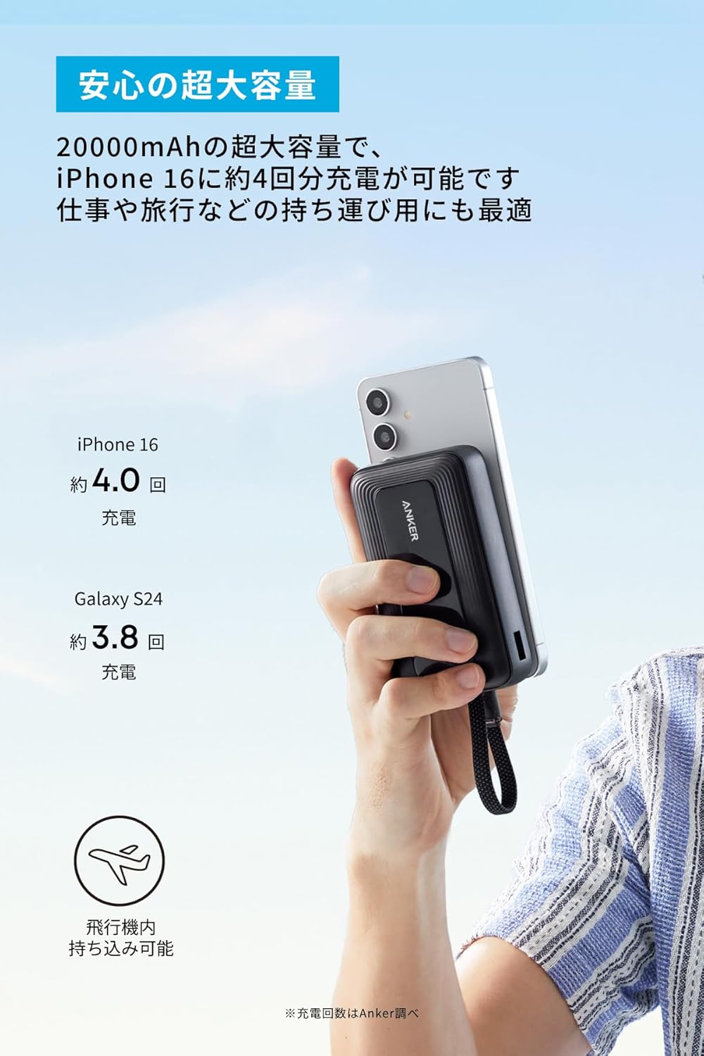 Anker Zolo Power Bank (20000mAh, 30W, Built-In USB-Cケーブル)(モバイルバッテ...