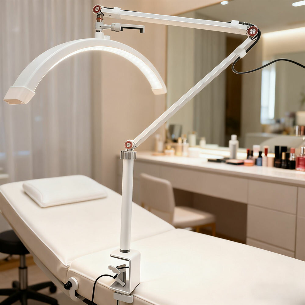 ハーフムーンランプ LED半月型ビューティー ledライ 16インチ エステティシャンライト 360度回転するヘ..