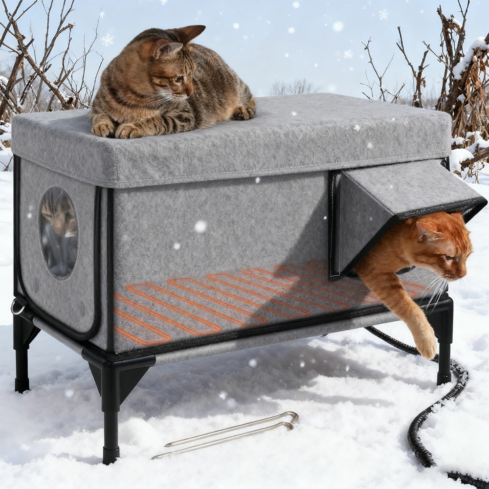 【ランキング1位】ペットハウス 冬用 防水 防雨 加熱猫ハウス 保温 組み立て式 キャットハウス 屋外 屋内 防風 通気性 ヒーター付きマット 暖房 猫ハウス 屋外用 犬小屋 猫ベッド 防水ハウス キャットドッグハウス 野良猫/犬 折りたたみ式 暖かい 防寒 防風 冬寒さ対策
