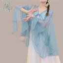 古典ダンス レディース ショール トップス 長袖 フレアスリーブ 透け感 シースルー 前開き Vネック イレギュラー裾 古典ダンス衣装 古典舞踊 ダンス衣装 踊...