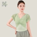 ダンストップス モダンダンス レディース ダンスウェア Tシャツ 半袖 切り替え Vネック 夏 夏服 ダンスウェア 5色 ダンス衣装 コンテンポラリー モダンダ...
