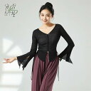 古典ダンス衣装 ダンスウェア レディース ダンス衣装 古典舞踊 モダンダンス ダンスウェア トップス シースルー フレアスリーブ 長袖 スリット Vネック 7色...