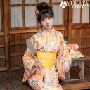 浴衣 レディース 着物 おしゃれ 黄 オレンジ 花柄 プレタ浴衣 大人 可愛い ゆかた 単品 浴衣単品 3点セット ゆかた 蝶結び帯 腰ひも レディース 女性 ...