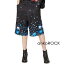 ankoROCK アンコロック ボトムス メンズ パンツ レディース ハーフパンツ ユニセックス 服 ブランド ショートパンツ ひざ下 大きいサイズ ビッグシルエット 黒 ブラック プリント バラバラ クラゲ