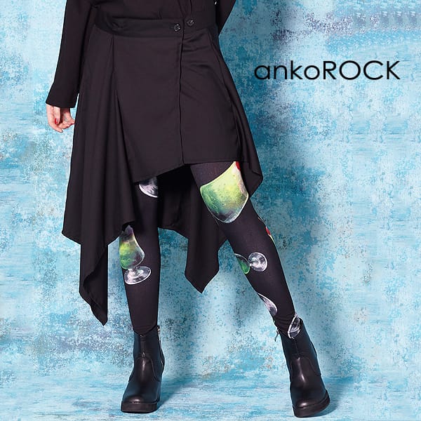 ankoROCK アンコロック スカート レディース 巻きスカート ユニセックス メンズ 服 ブランド TR素材 スーツ生地 ドレープ アシンメトリー 大きいサイズ 黒 ブラック その1