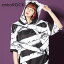 ankoROCK アンコロック メンズ 猫耳 パーカー レディース プルオーバー ユニセックス 服 ブランド 半袖 大きいサイズ ビッグシルエット 黒 ブラック プリント 包帯