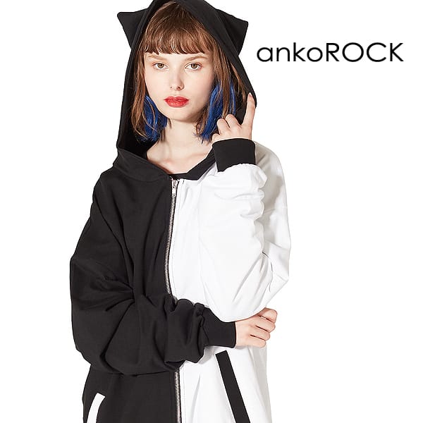 ankoROCK アンコロック 猫耳 パーカー ジップアップパーカー レディース オーバーサイズ ジップパーカー メンズ ビッグパーカー ビッグシルエット 大きいサイズ ネコ耳 その1