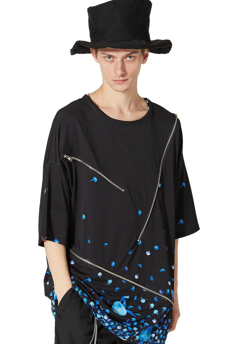 ankoROCK アンコロック ビッグ Tシャツ メンズ カットソー レディース ワンピース ユニセックス 服 ブランド 半袖 大きいサイズ ビッグシルエット 黒 ブラック プリント バラバラ クラゲ