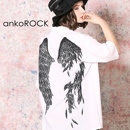 ankoROCK アンコロック 半袖 シャツ トップス メンズ レディース 原宿系 オールシーズン クール ストリート かわいい 折れた翼 art8448