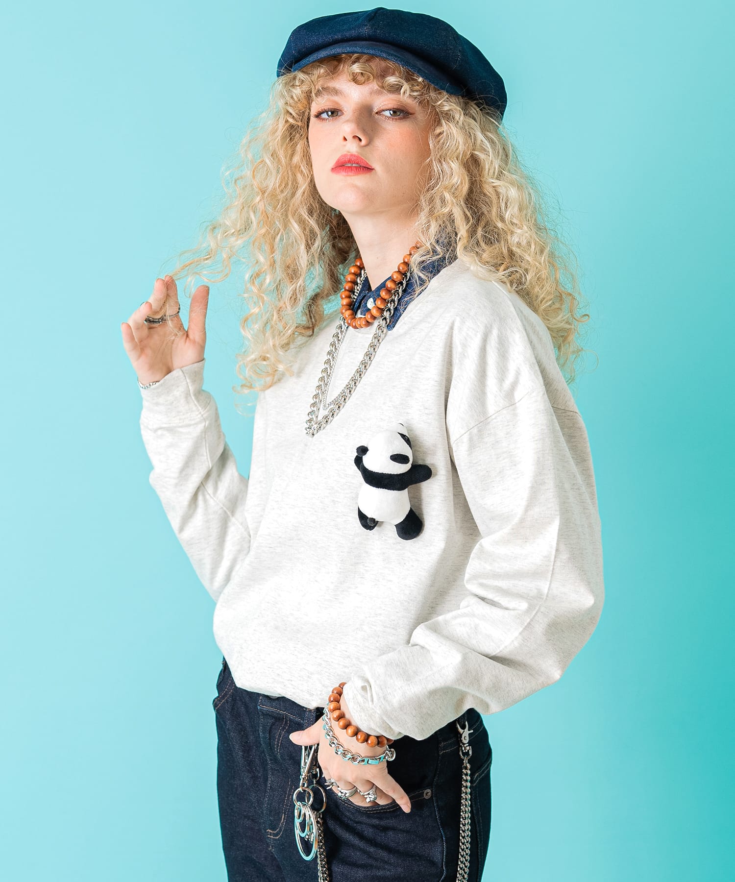 TEDDY ankoROCK ロングTシャツ / メンズ レディース ユニセックス 長袖 ロンT カットソー ロングスリーブ ルーズシルエット ワンポイント