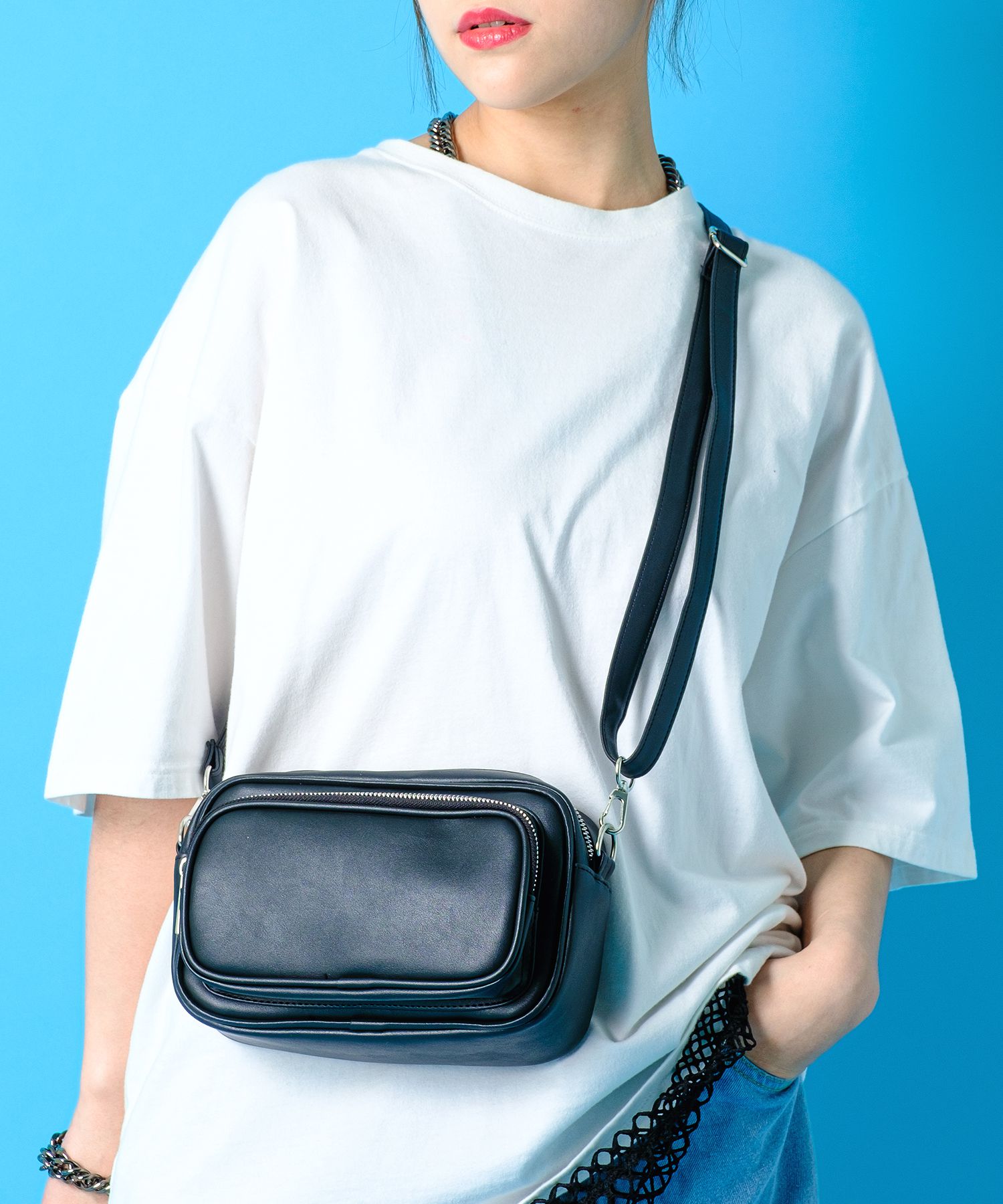 乐天商城 - an meets zakka レザーショルダージップポケットカメラバッグ