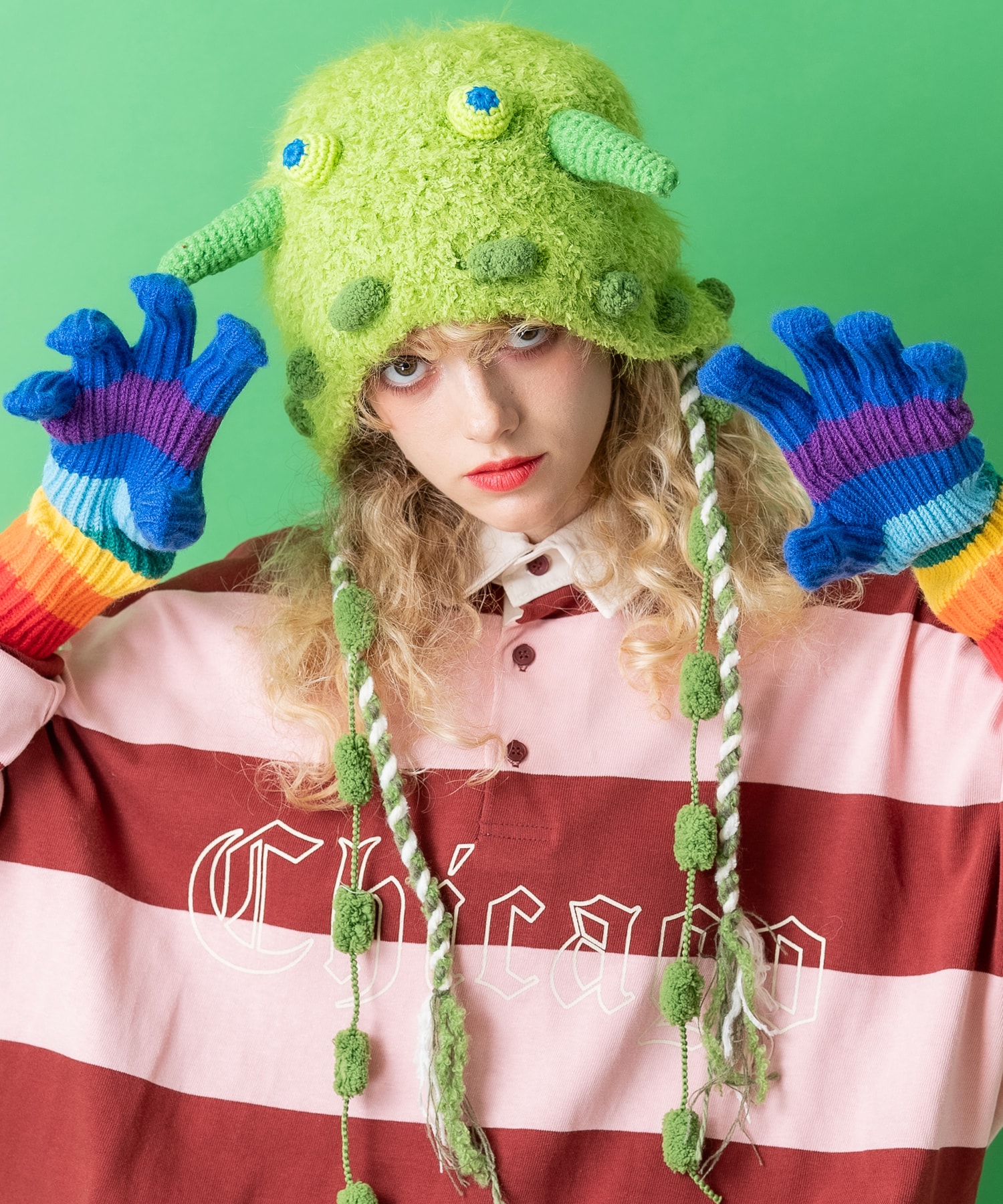 Rakuten - an meets zakka 未確認モンスターイヤーフラップニット帽 / メンズ レディース ユニセックス 頭巾 ビーニー ニットキャップ フード ポンポン付き 耳当て