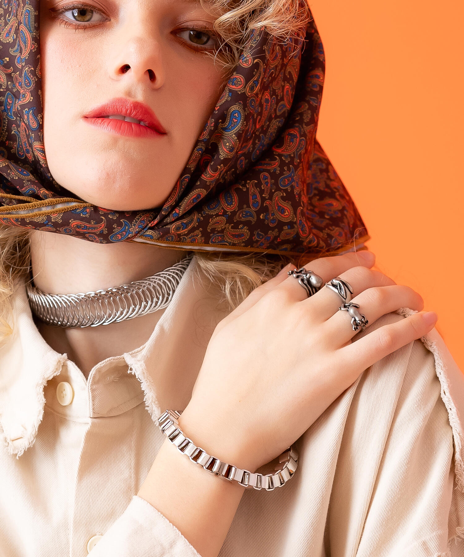 an meets zakka 極太ベネチアンメタルチェーンブレスレット / バングル ユニセックス メンズ レディー..