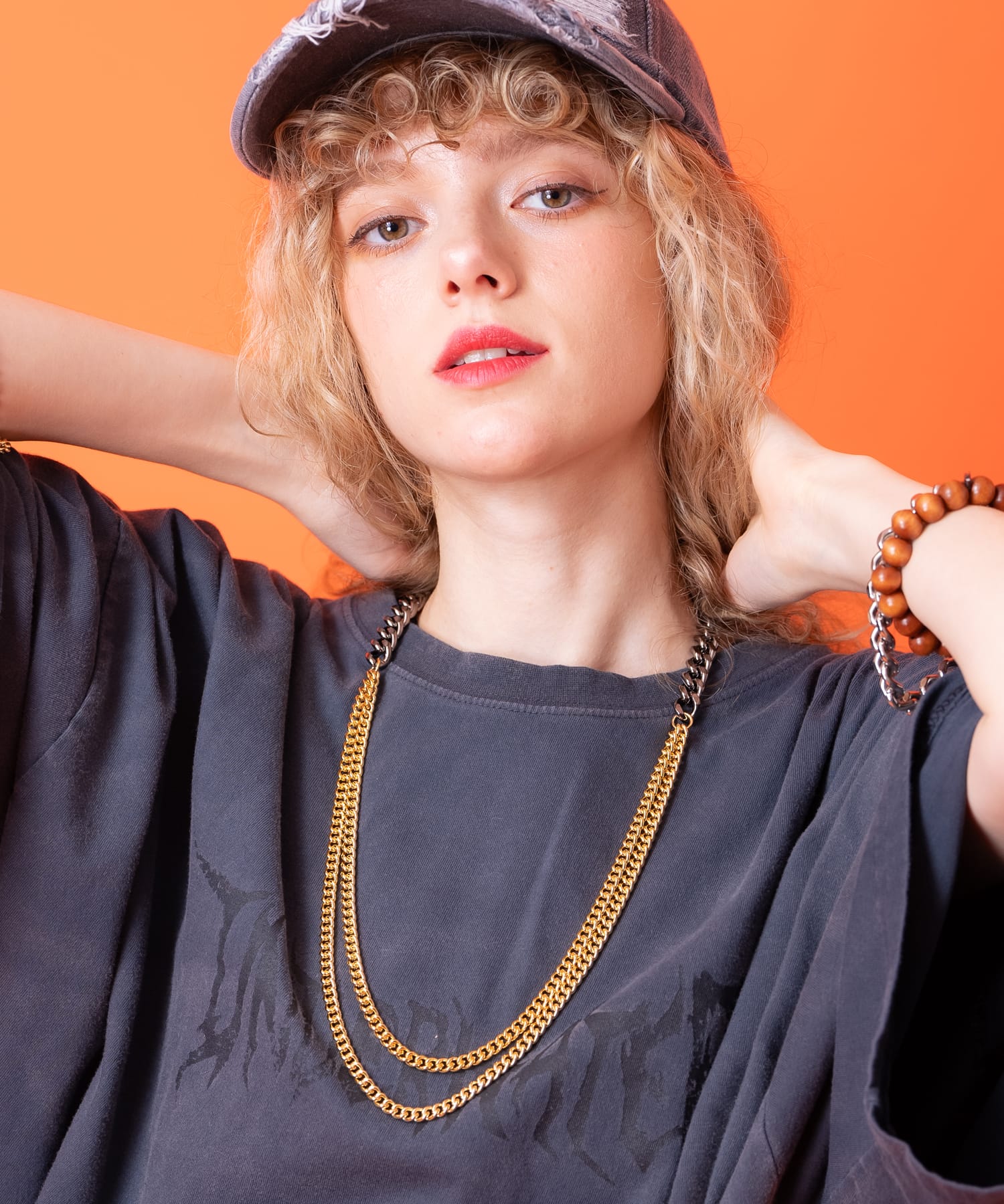 an meets zakka バイカラー2連喜平メタルチェーンネックレス(70cm) / メンズ レディース ユニセックス ゴールド シルバー ガンメタ ジュエリー 重ね付け ツートーン セール バーゲン