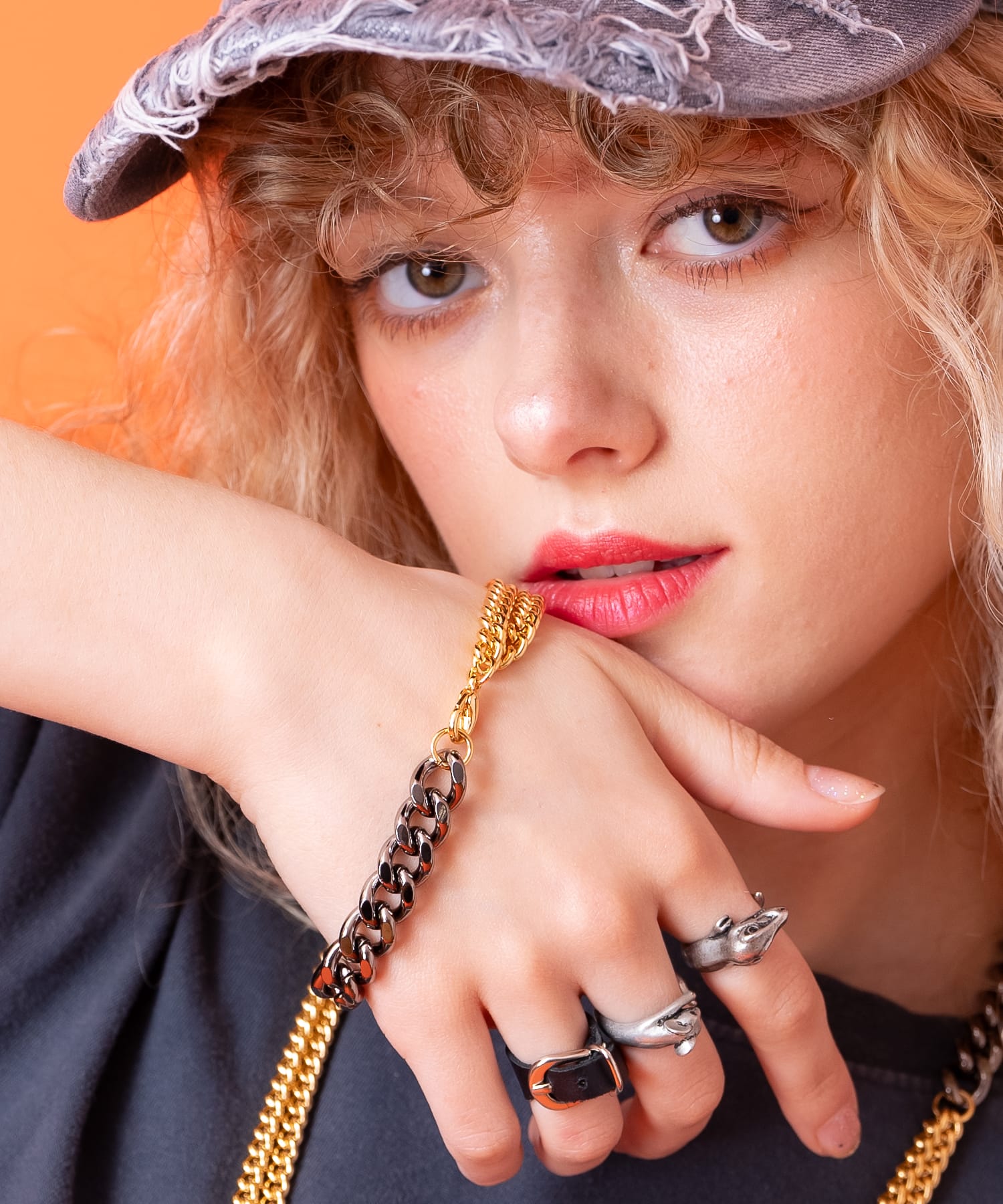 楽天ankoROCKan meets zakka バイカラー2連喜平メタルチェーンブレスレット / メンズ レディース ユニセックス ゴールド シルバー ガンメタ ジュエリー 重ね付け ツートーン セール バーゲン