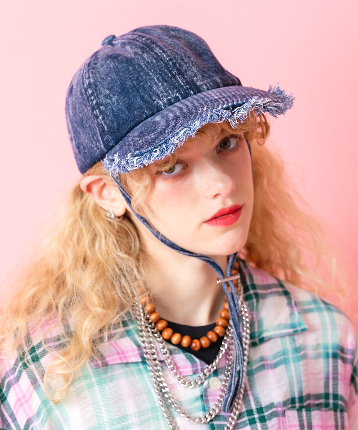 乐天商城 - an meets zakka ダメージフリンジピグメントデニムロングドローコードキャップ / メンズ レディース ユニセックス 帽子