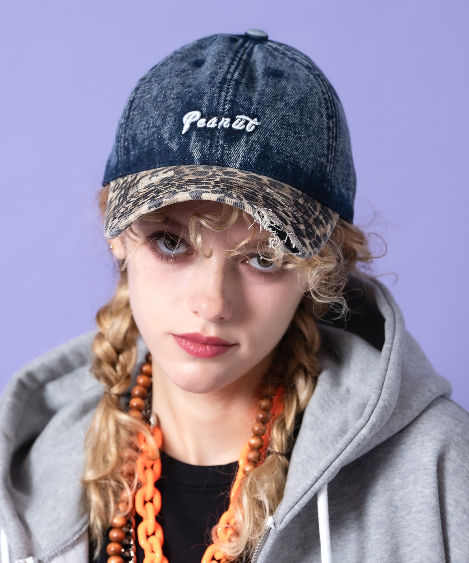 ヴィンテージ加工デニム×レオパード...