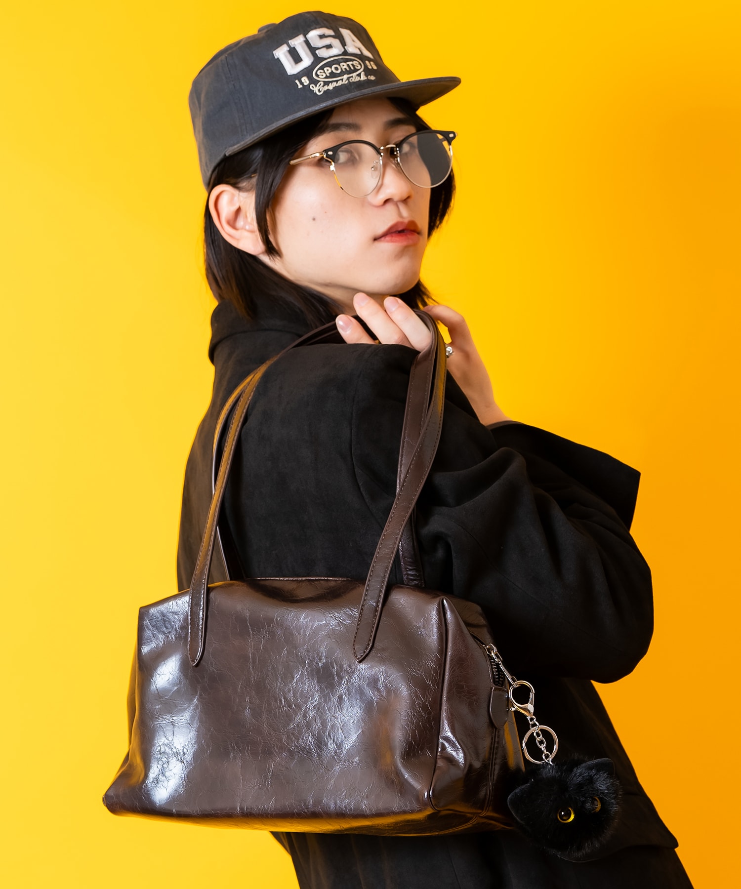 an meets zakka ヴィンテージテイスト合成皮革ミニボストンバッグ / ユニセックス レディース メンズ バック ハンドバッグ 鞄 カバン