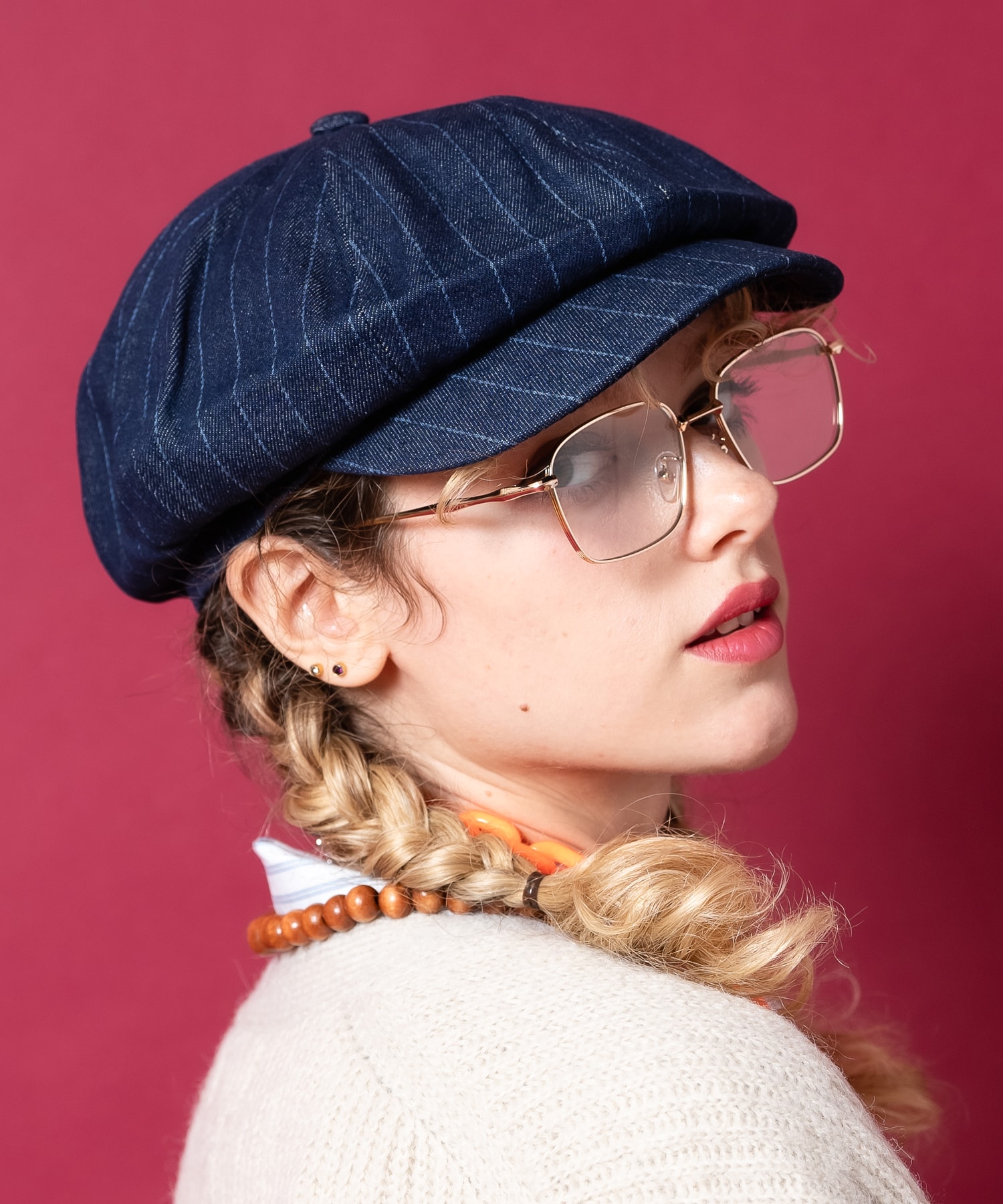 an meets zakka ピンストライプ柄デニムキャスケット / ユニセックス 帽子