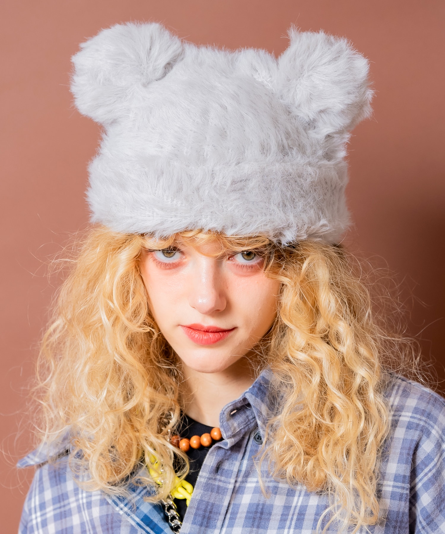 an meets zakka シャギーファークマ耳ニット帽 / ユニセックス ニットキャップ 帽子 耳付き