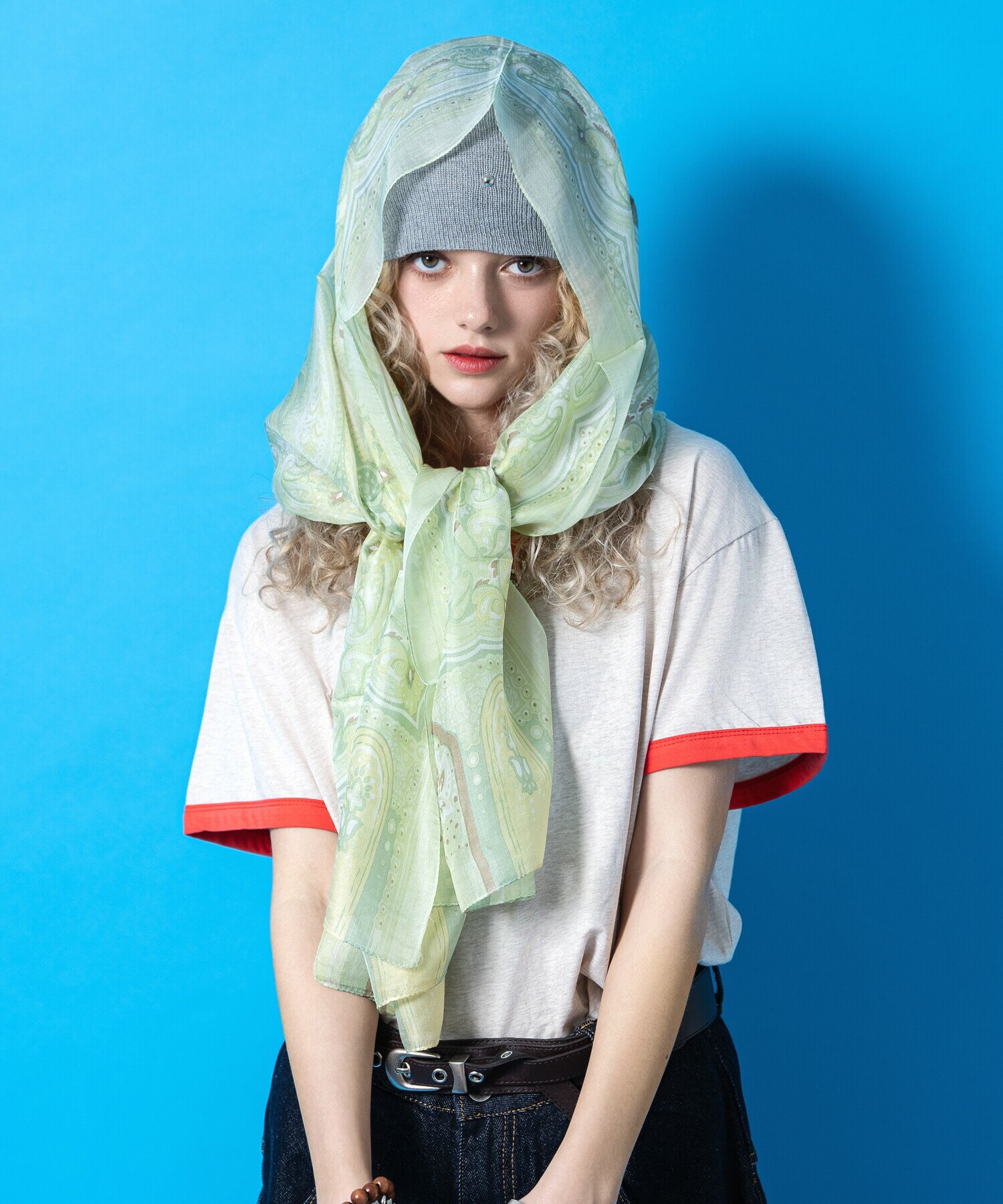 Bandannas - キャッスルペイズリーシルク大判スカーフ(50cm×160cm) / ユニセックス 柄
