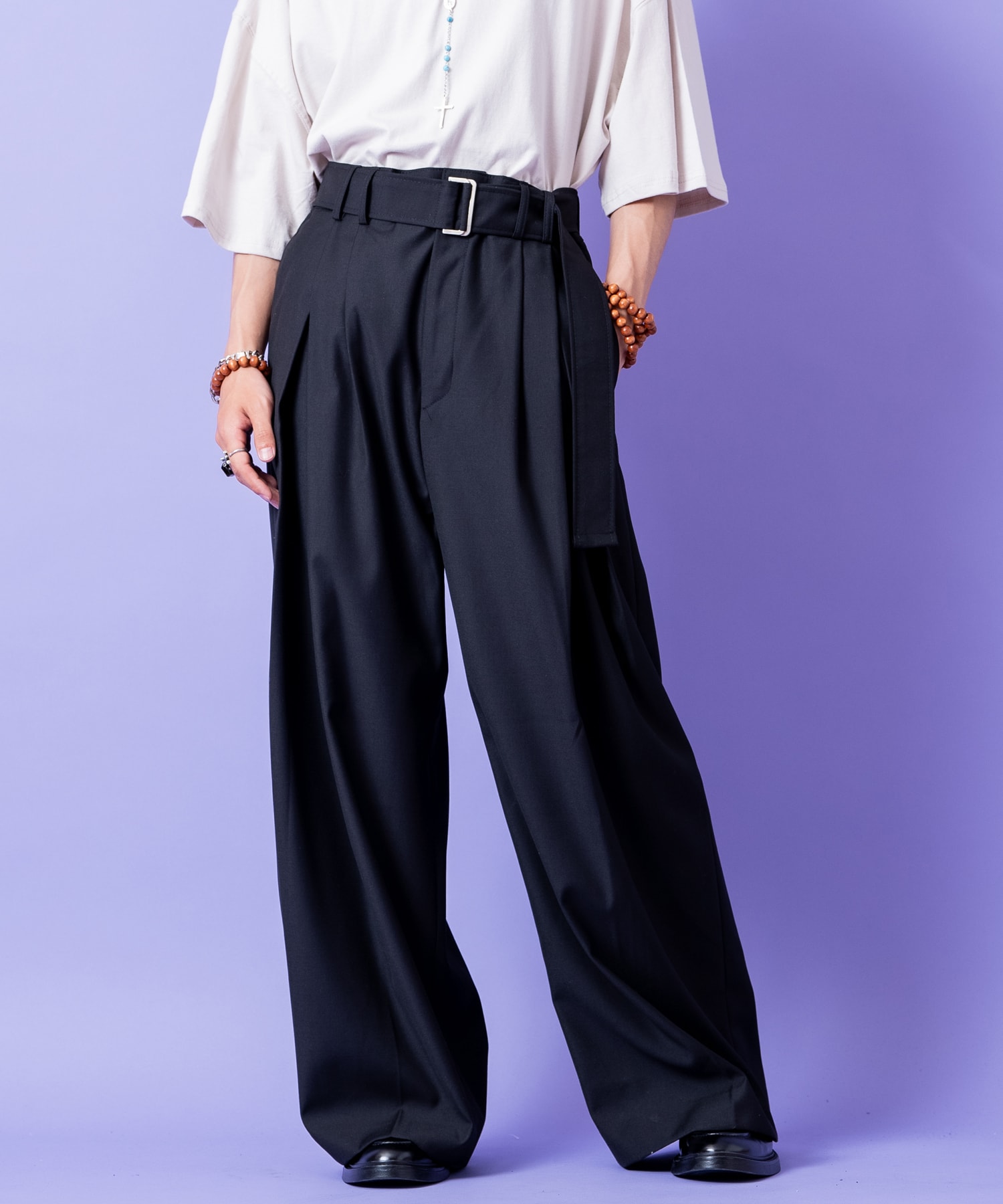 Rakuten - a.p.o.v. ロングベルトダブルタックドレープワイドパンツ / スラックス フレア 袴 メンズ レディース ユニセックス