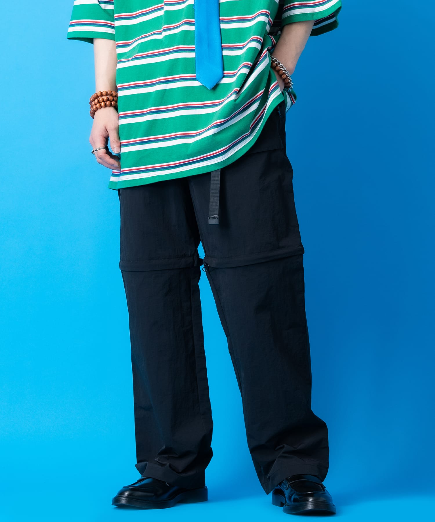 a.p.o.v. ベルトコンバーチブルナイロンパンツ / メンズ レディース ユニセックス イージー ワイド トレイル 2WAY ショートパンツ