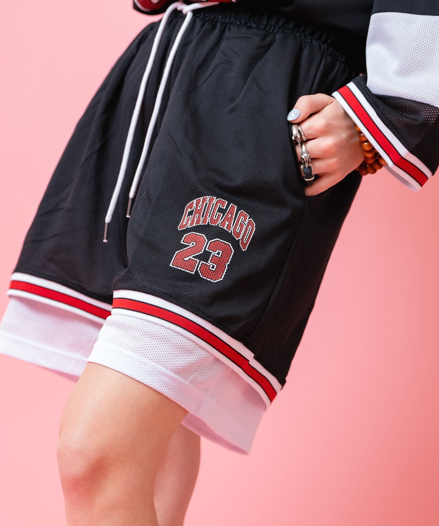 Rakuten - a.p.o.v. CHICAGOロゴオーバーサイズメッシュハーフパンツ / メンズ レディース ユニセックス ショートパンツ ナンバリング ユニフォーム