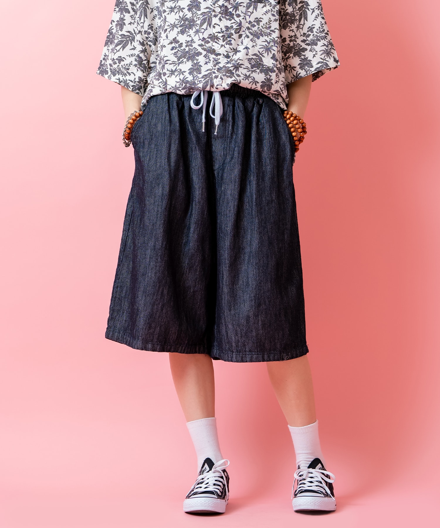 Rakuten - a.p.o.v. 無加工デニムワイドハーフパンツ / メンズ レディース ユニセックス イージー ショートパンツ オーバーサイズ