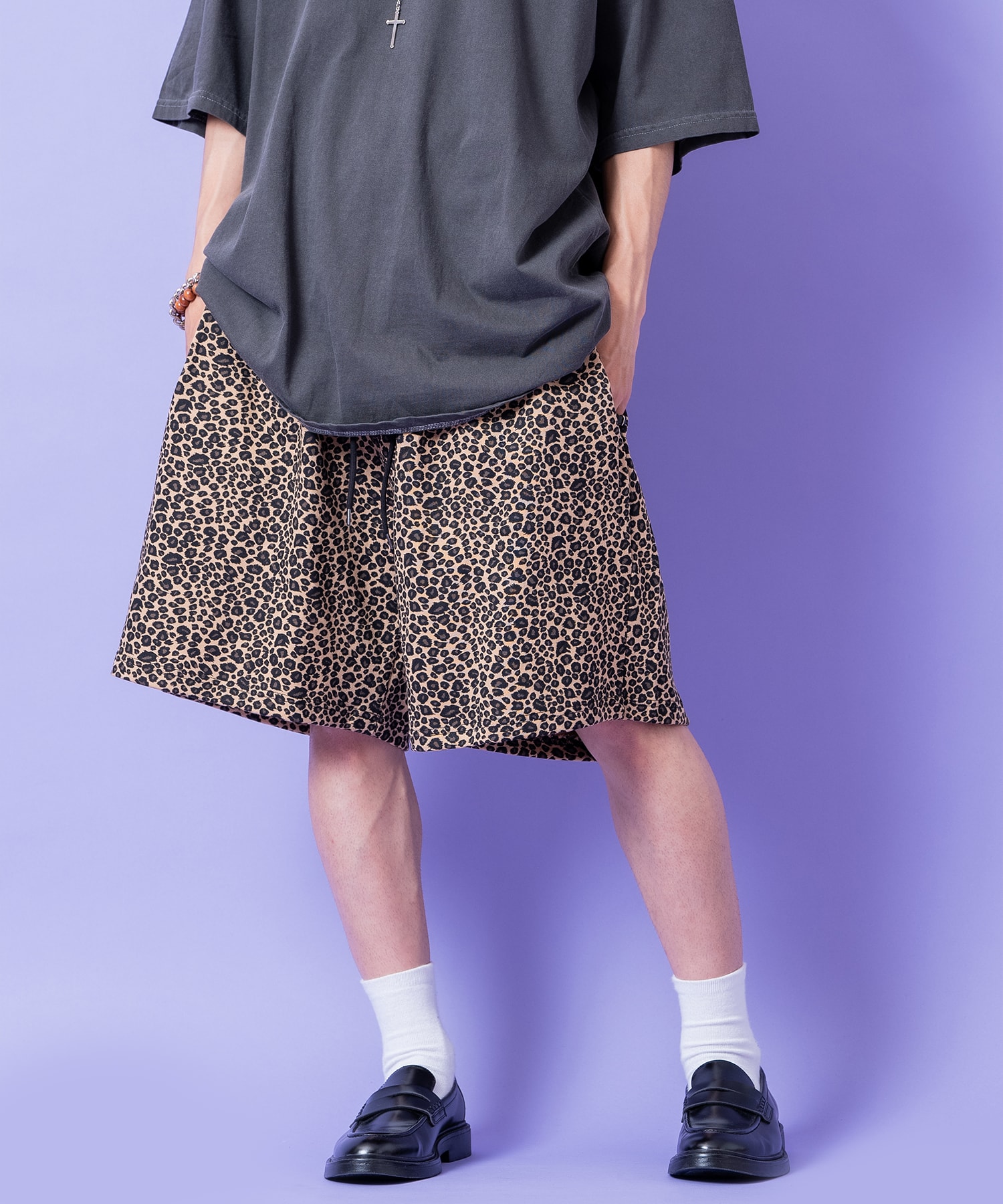 Rakuten - a.p.o.v. レオパードスウェットイージーハーフパンツ / ショートパンツ メンズ レディース ユニセックス ヒョウ柄 豹 スエット