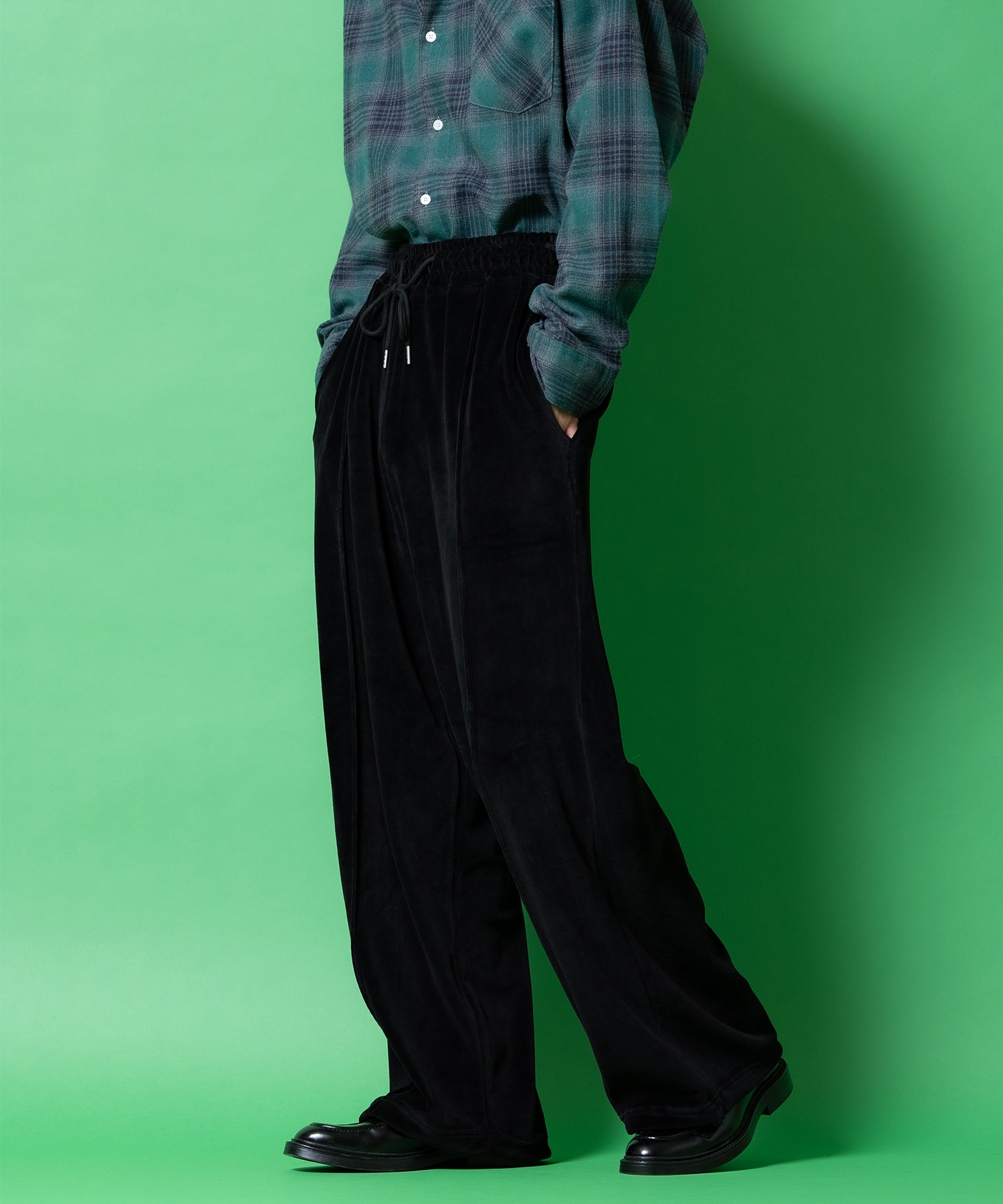 a.p.o.v. センターパイピングワイドベロアパンツ / ユニセックス メンズ レディース イージーパンツ フリーサイズ