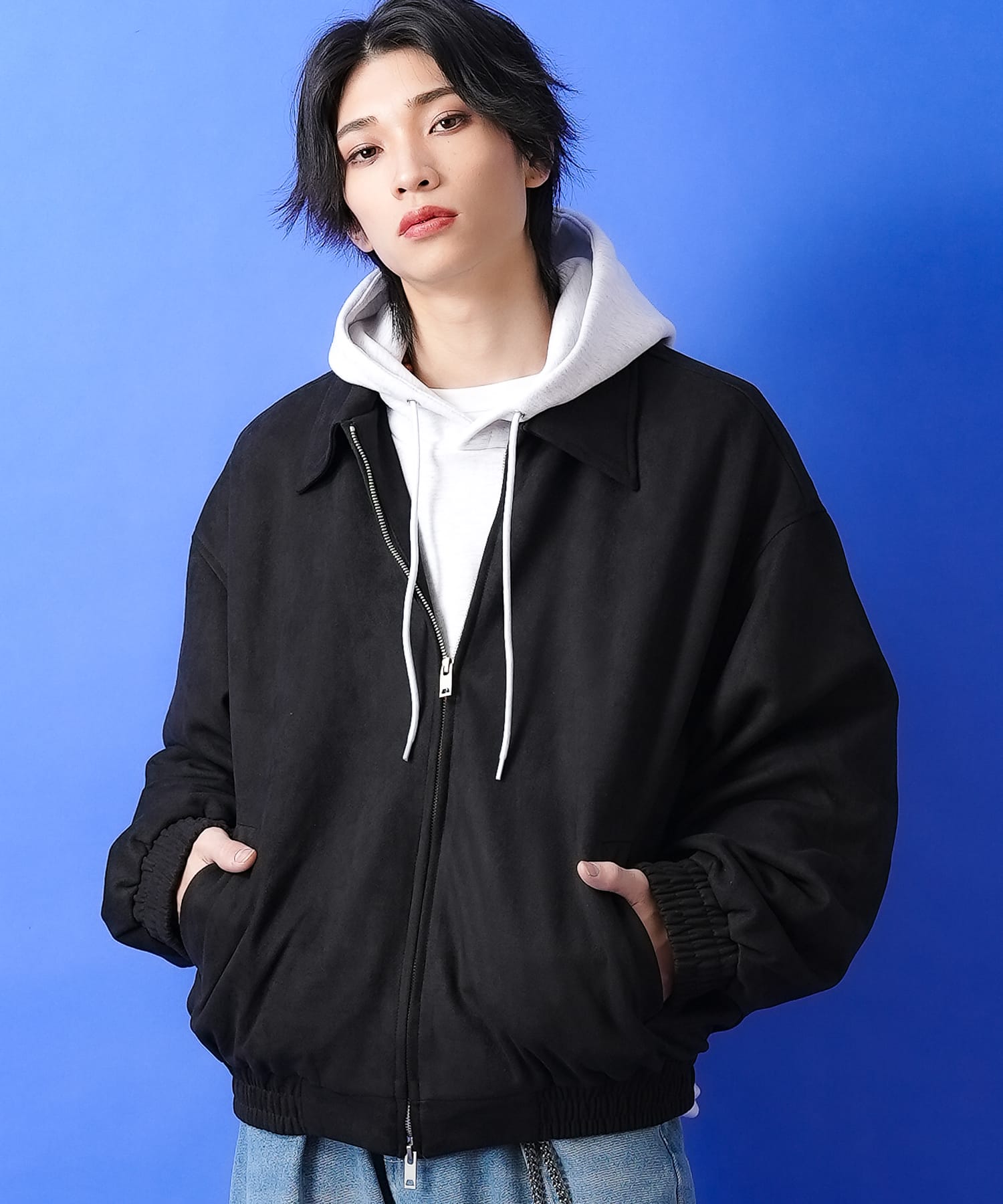 Rakuten - a.p.o.v. スウェードジップアップジャケット / メンズ レディース ユニセックス スエード オーバーサイズ ブルゾン 襟付き