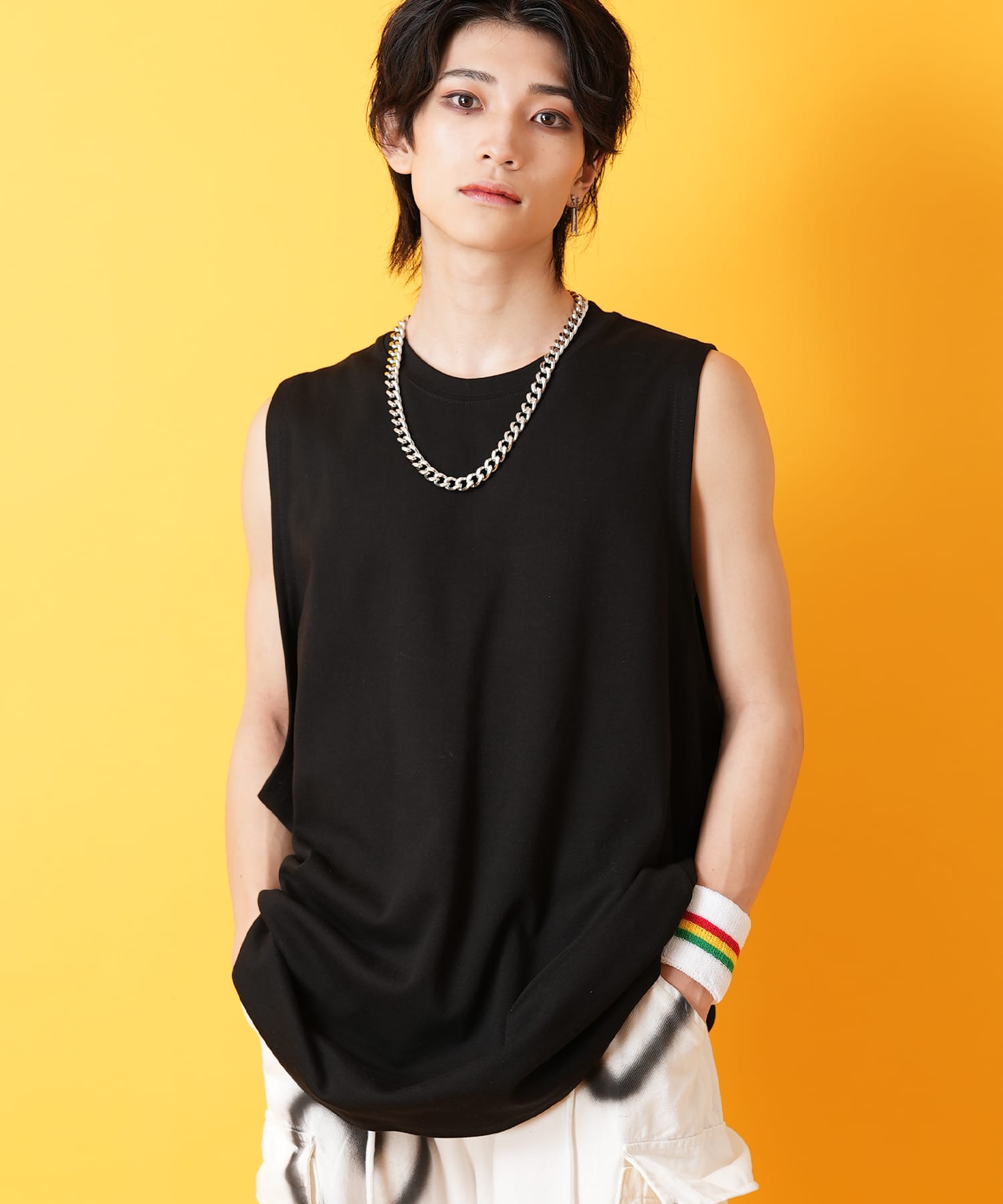 a.p.o.v. -ankoROCK's select- ビッグノースリーブ / メンズ レディース オーバーサイズ 袖無し タンクトップ カットソー