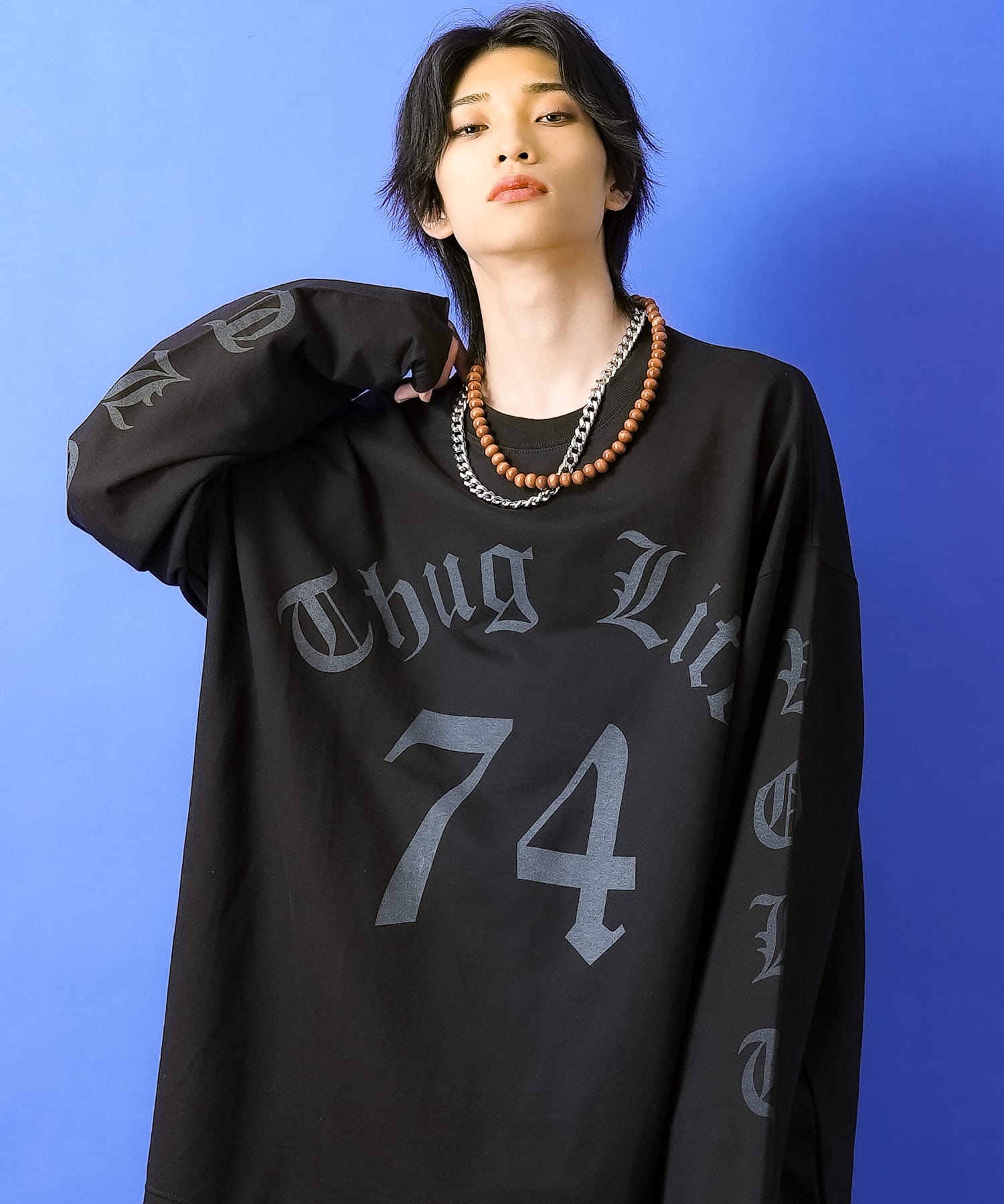 Rakuten - a.p.o.v. ギャングスタナンバリングオーバーサイズスウェットカットソー / メンズ レディース ユニセックス ロングTシャツ カットオフ スエット