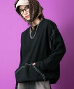 a.p.o.v. -ankoROCK's select- ビッグカンガルーポケットオーバーサイズステッチスウェットカットソー / 長袖 ロングスリーブTシャツ ...