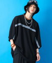 a.p.o.v. -ankoROCK's select- ハンドペイントテイストラインスーパーオーバーサイズTシャツ / 半袖 カットソー メンズ レディース ユニセックス ビッグシルエット コットン(4)