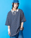 a.p.o.v. -ankoROCK's select- マルチボーダーオーバーサイズラガーシャツ / メンズ レディース ユニセックス 半袖 柄 ポロシャツ ...