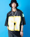 a.p.o.v. ナンバリングビッグプリントメッシュ切替フットボールシャツ / 半袖 メンズ レディース ユニセックス ゲームシャツ オーバーサイズ ユニフォー...