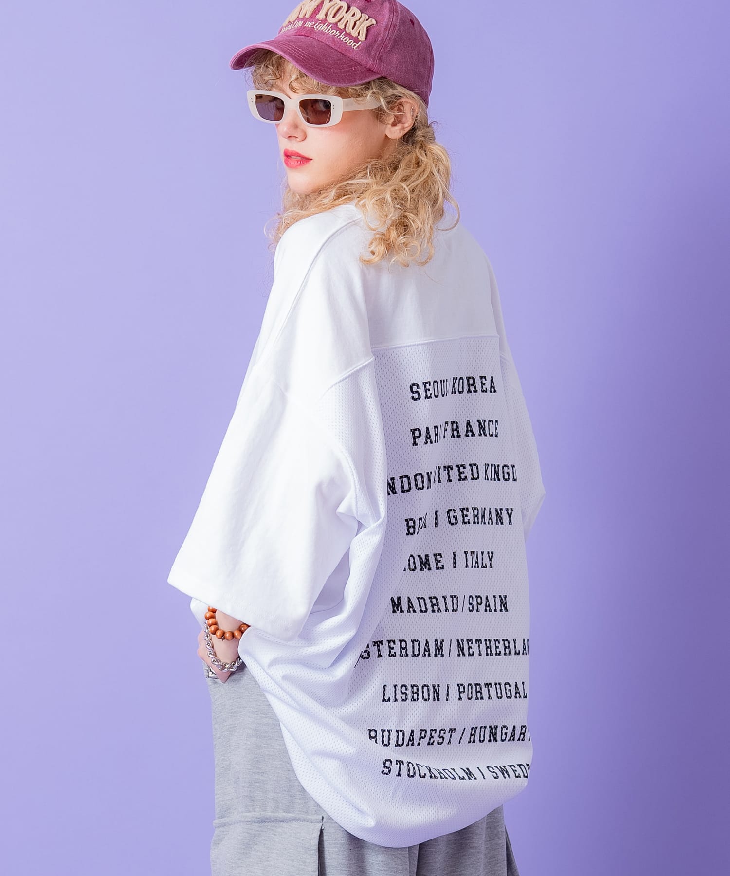 Rakuten - a.p.o.v. バックシティープリントメッシュ切り替えオーバーサイズTシャツ / 半袖 カットソー メンズ レディース ユニセックス ビッグシルエット