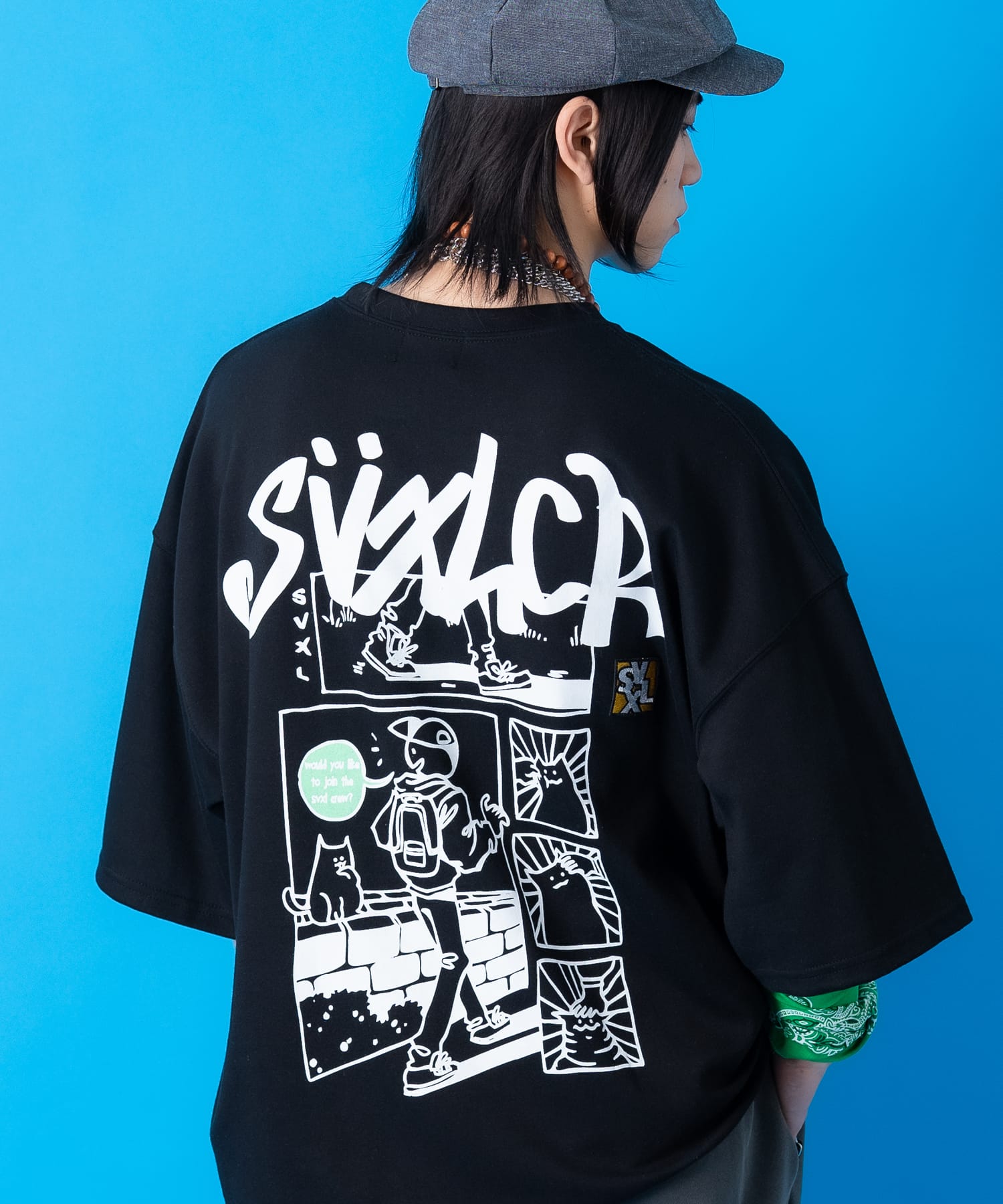 Rakuten - a.p.o.v. バックカートゥーン＆タギングロゴビッグプリントオーバーサイズTシャツ / 半袖 カットソー メンズ レディース ユニセックス 漫画風