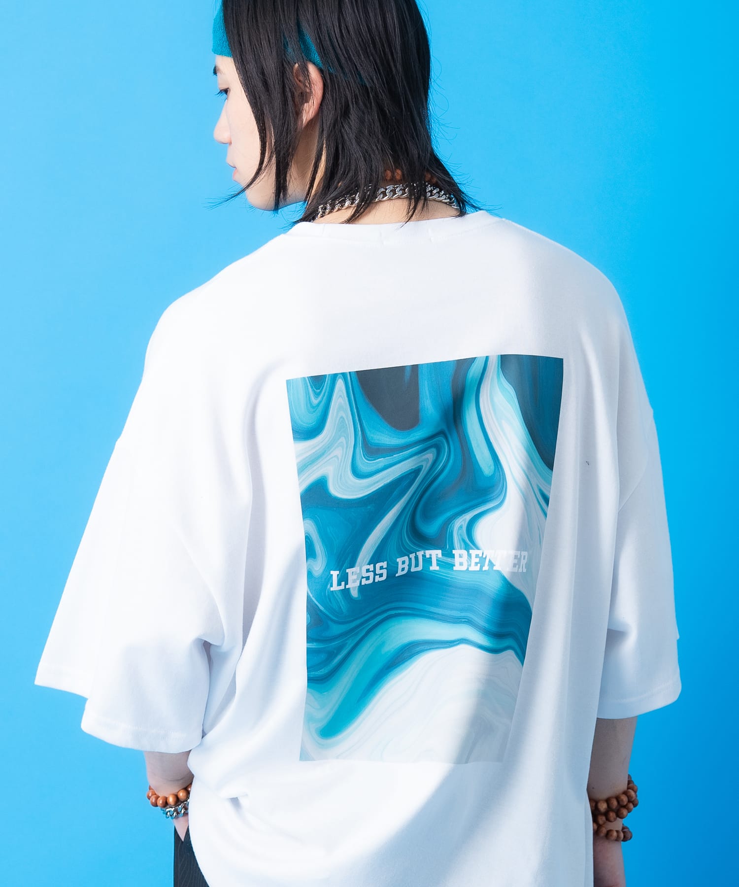 乐天商城 - a.p.o.v. バックマーブルボックスビッグプリントオーバーサイズTシャツ / 半袖 カットソー メンズ レディース ユニセックス ロゴ